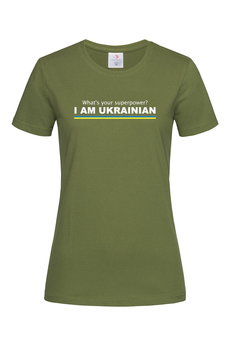 Жіноча футболка What`s your superpower хакі