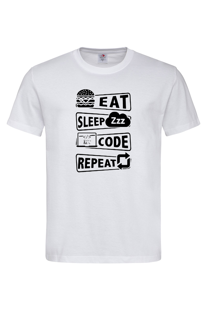 Чоловіча футболка Eat Sleep Code Repeat біла