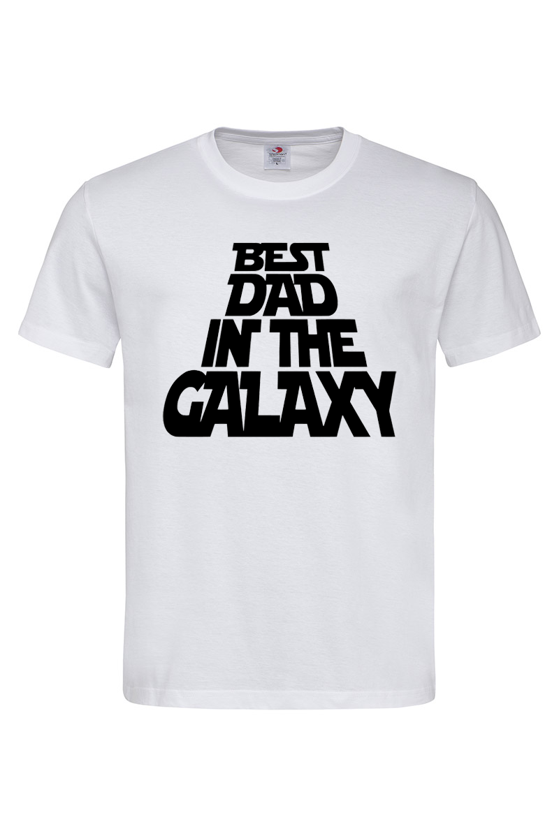 Чоловіча футболка для тата Best Dad In The Galaxy біла