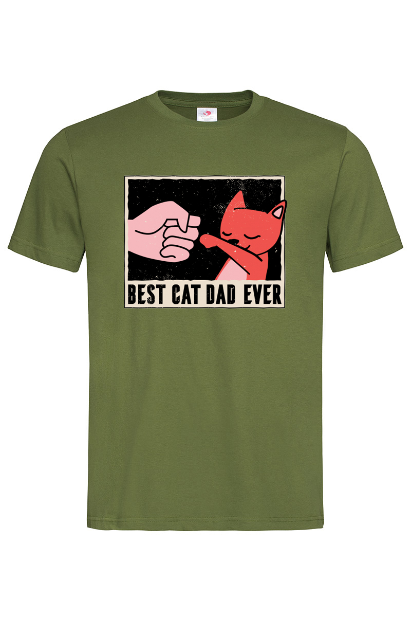 Футболка чоловіча Best cat dad ever хакі