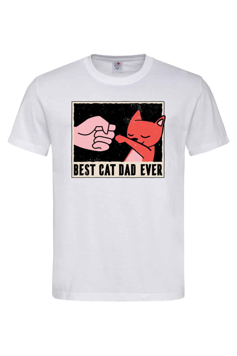 Футболка чоловіча Best cat dad ever біла