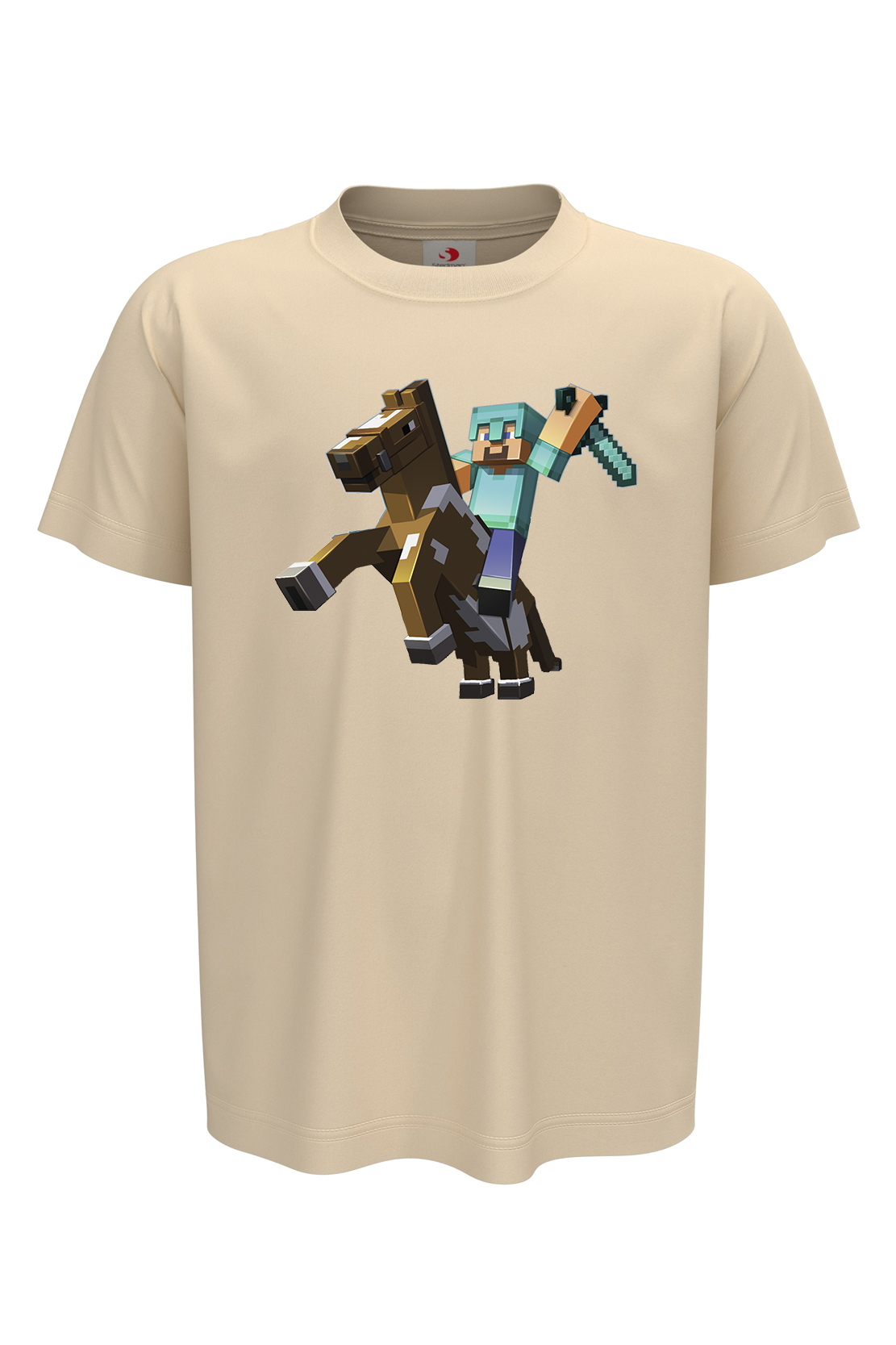 Дитяча футболка Minecraft Стів на коні Беж