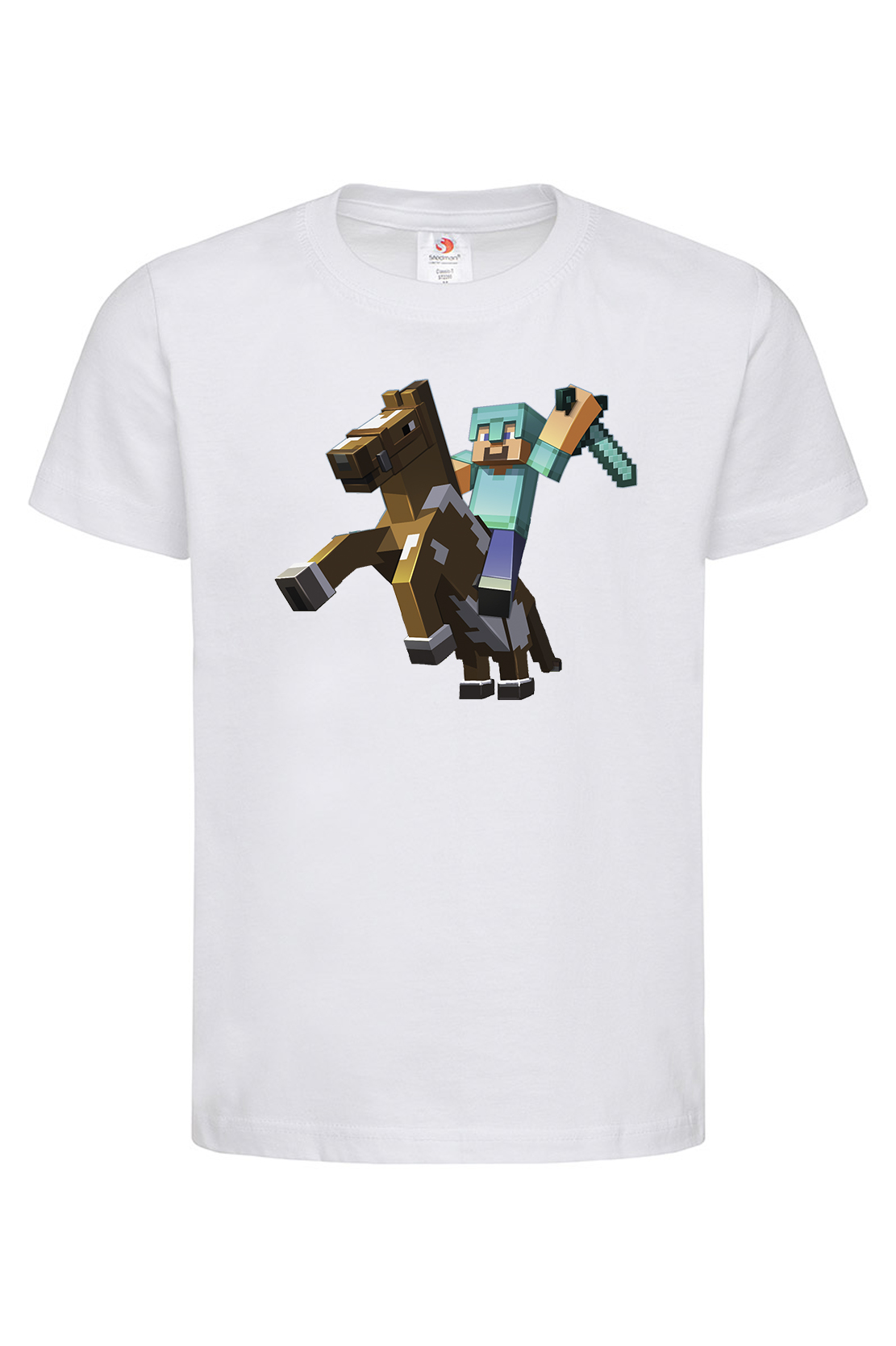 Дитяча футболка Minecraft Стів на коні Біл