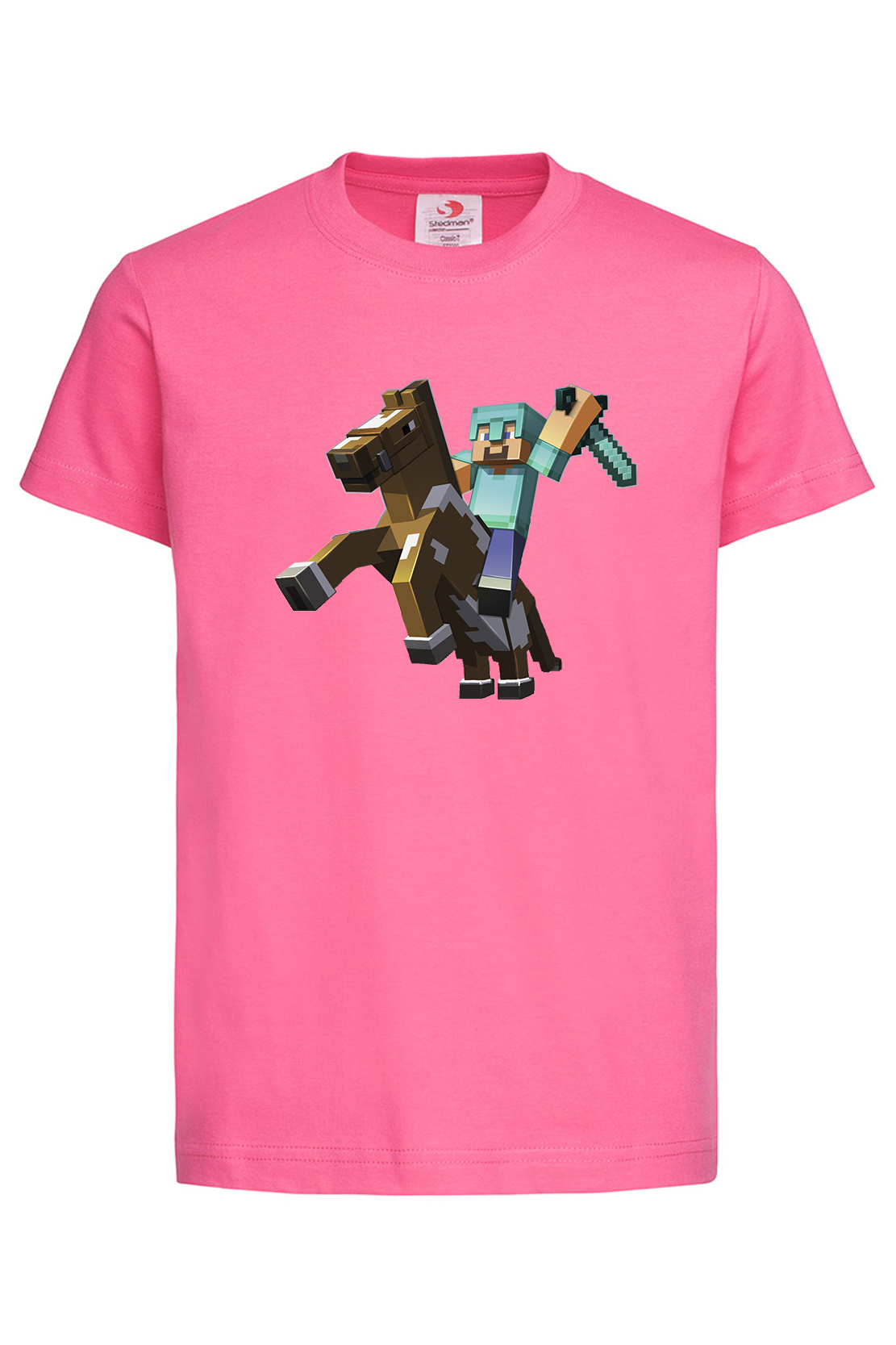 Дитяча футболка Minecraft Стів на коні Рож