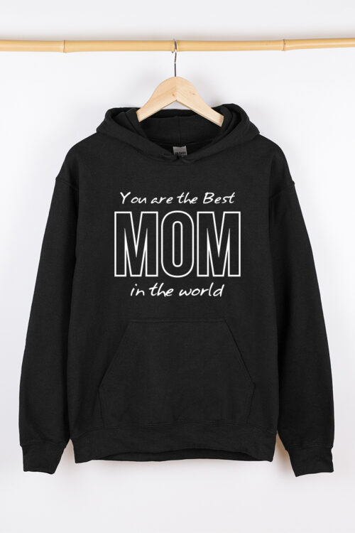 Жіночий худі чорний теплий You are the Best MOM in the world